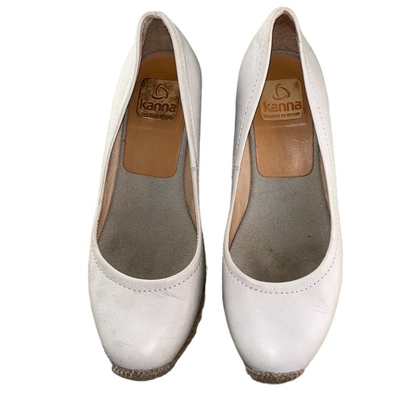 Kanna Light Gray Leather Wedges Espadrilles - 37 / 6.5 - Picture 7 of 14